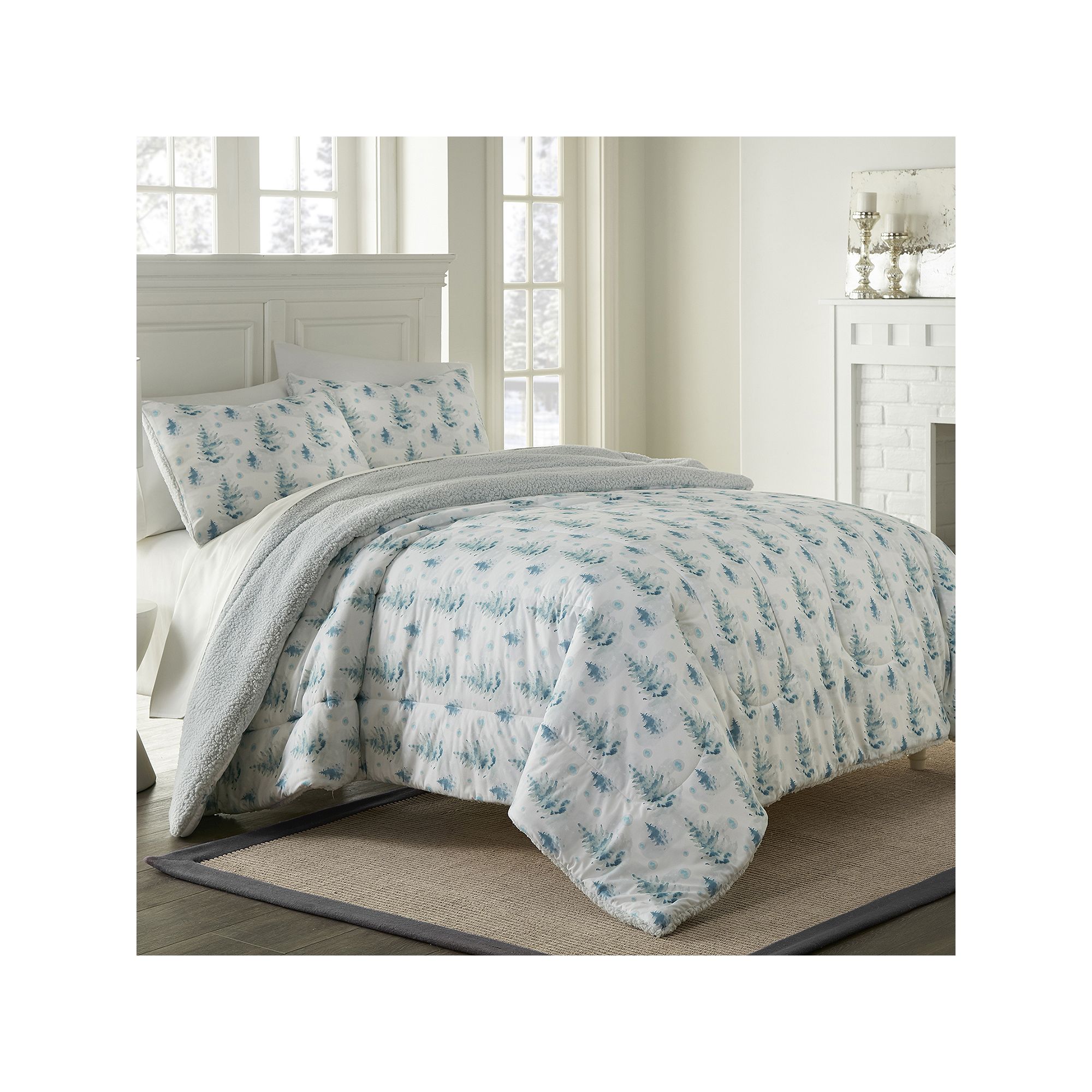Micro Flannel® Sherpa Reverse Comforter Set with Shams, White