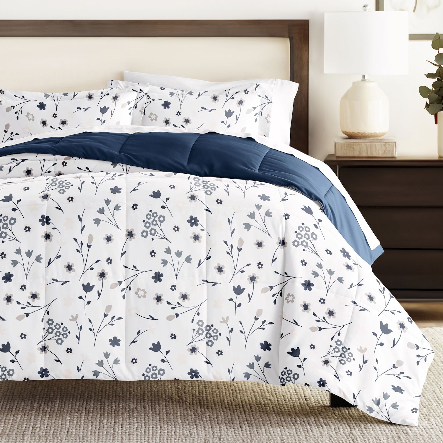 Image for Home Collection Premium Down-Alternative Forget Me Not Reversible Comforter Set at Kohl's.