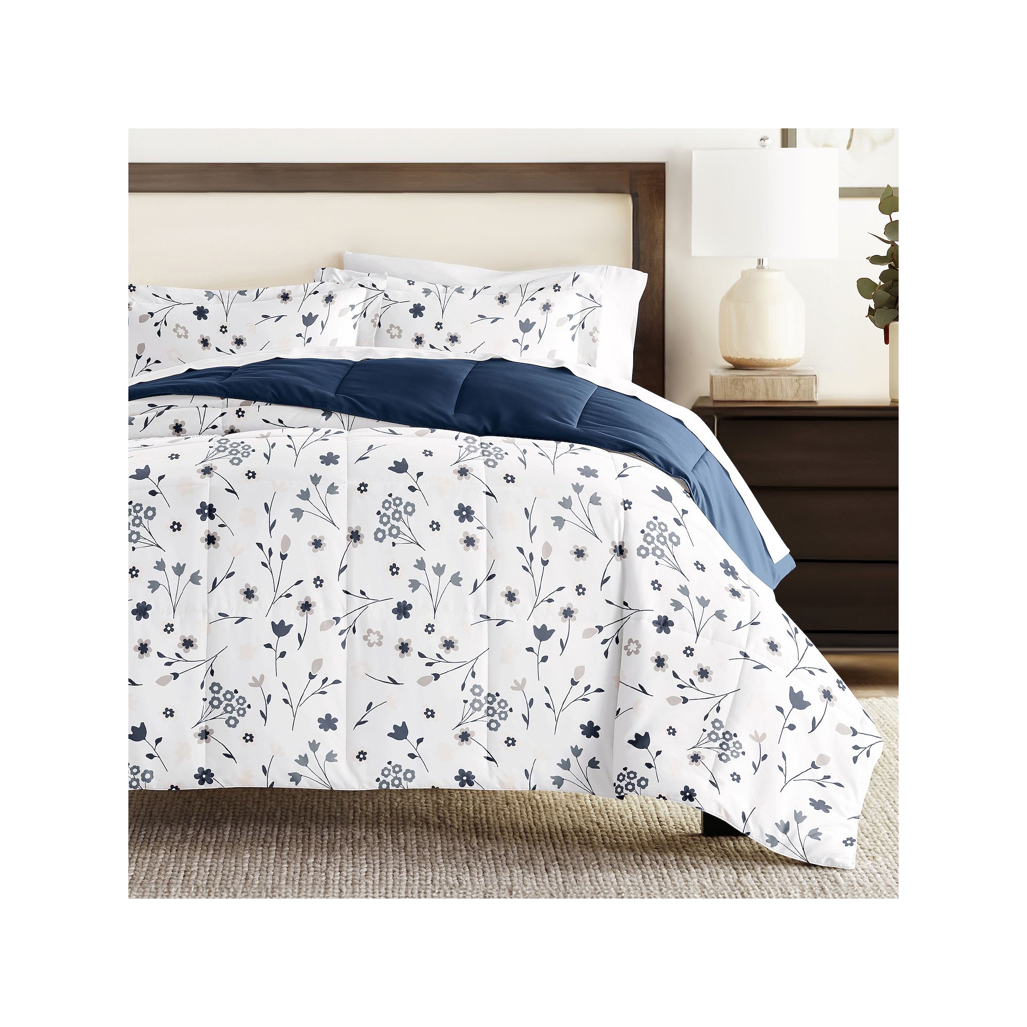 Home Collection Premium Down-Alternative Forget Me Not Reversible Comforter