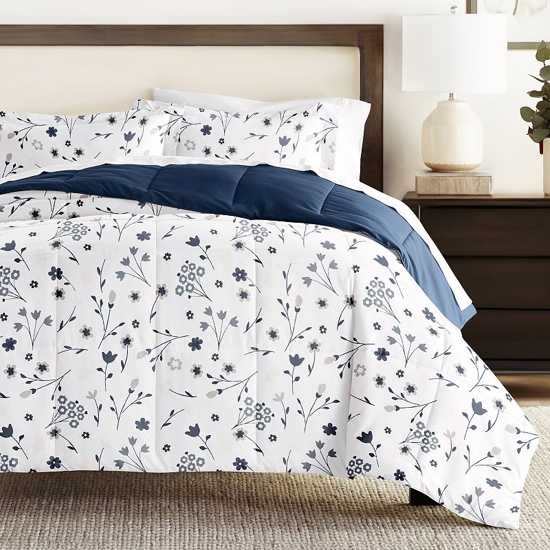 Home Collection Premium Down-Alternative Forget Me Not Reversible Comforter