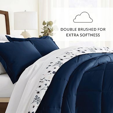 Home Collection Premium Down-Alternative Forget Me Not Reversible Comforter Set