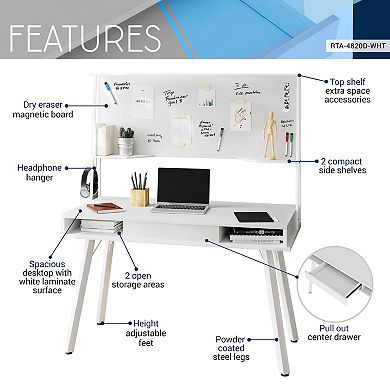 Techni Mobili Study Magnetic Dry Erase Computer Desk