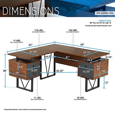 Techni Mobili Reversible L-Shape Computer Desk