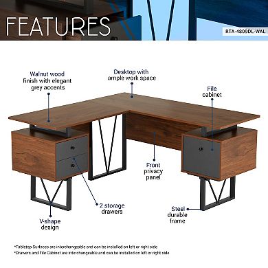 Techni Mobili Reversible L-Shape Computer Desk