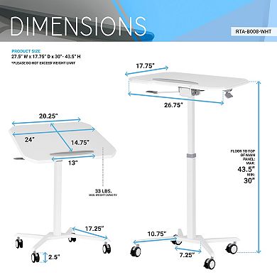 Techni Mobili Sit to Stand Laptop Computer Stand