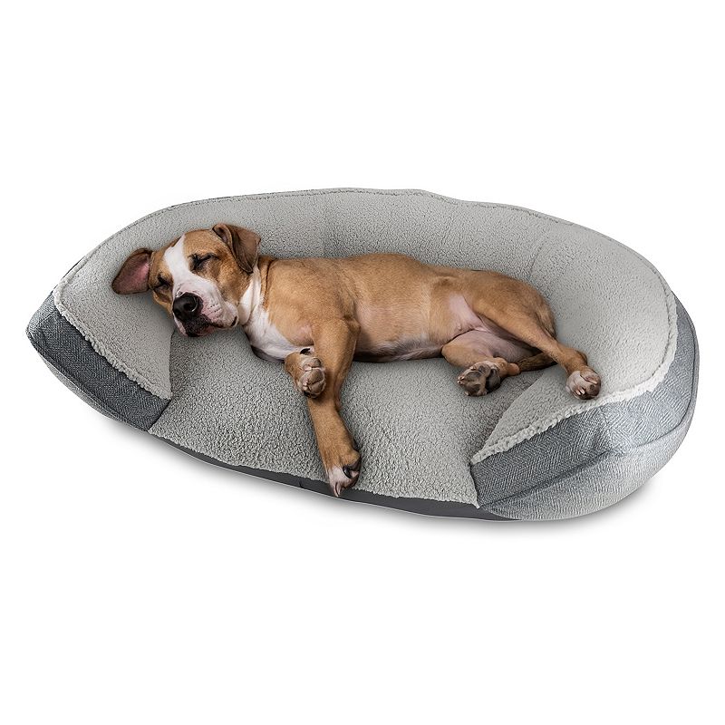 Canine Creations Arlee Home Oval Cuddler Dog Pet Bed, Grey, Large