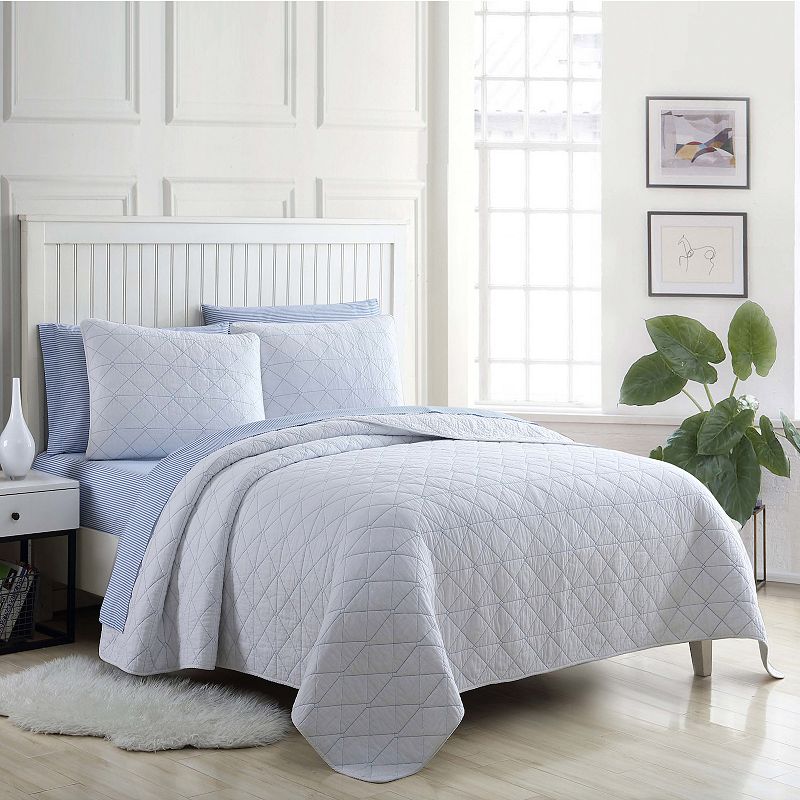 18288624 Poppy & Fritz Kelsey Quilt Set, Blue, Full/Queen sku 18288624