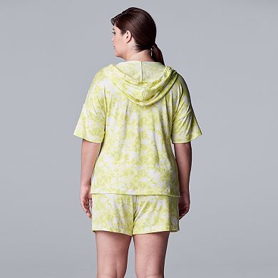 Plus Size Simply Vera Vera Wang Cloud Hooded Short Sleeve Pajama Top & Pajama Shorts Set