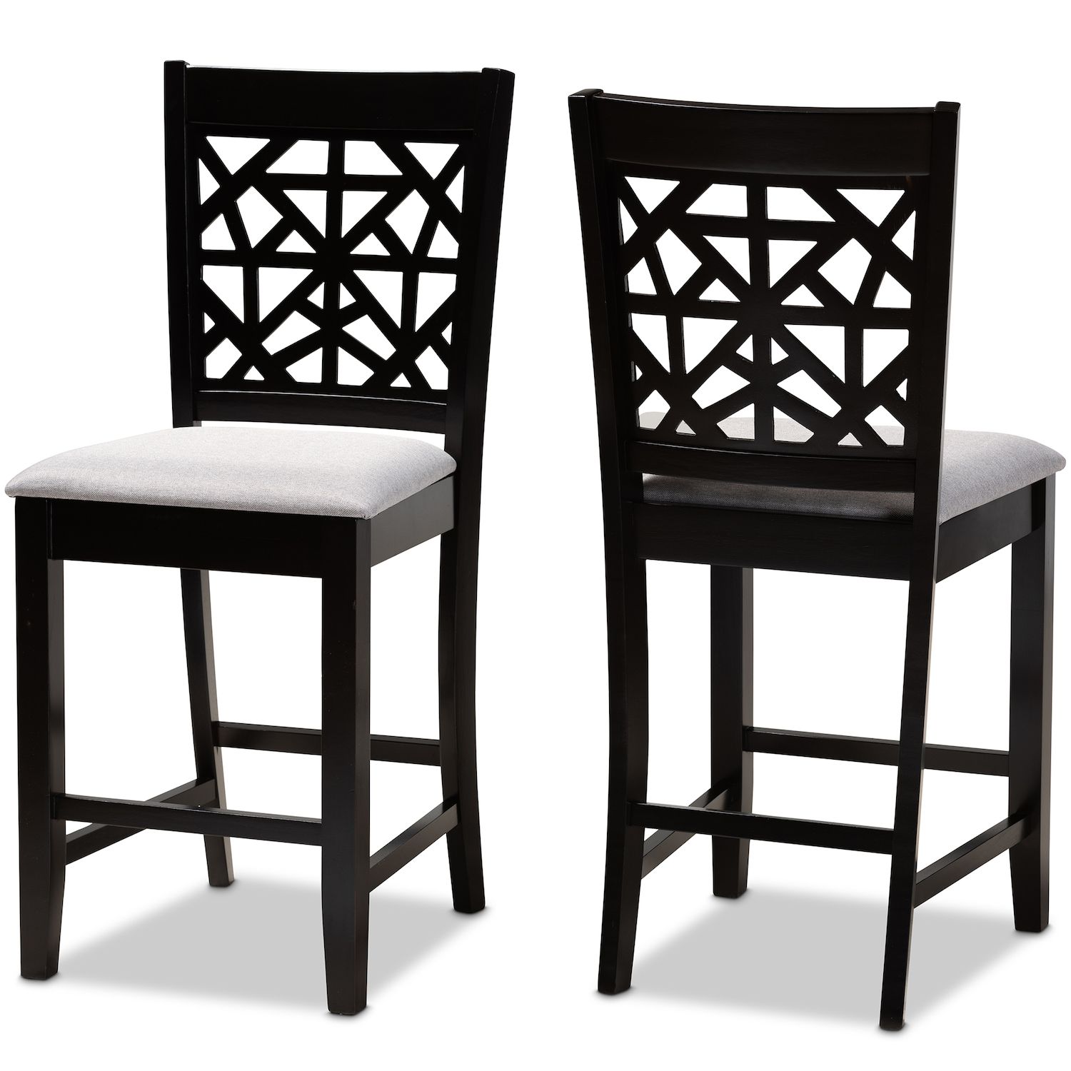 Baxton Studio Devon Counter Stool 2 Piece Set   4820167 Gray Espresso