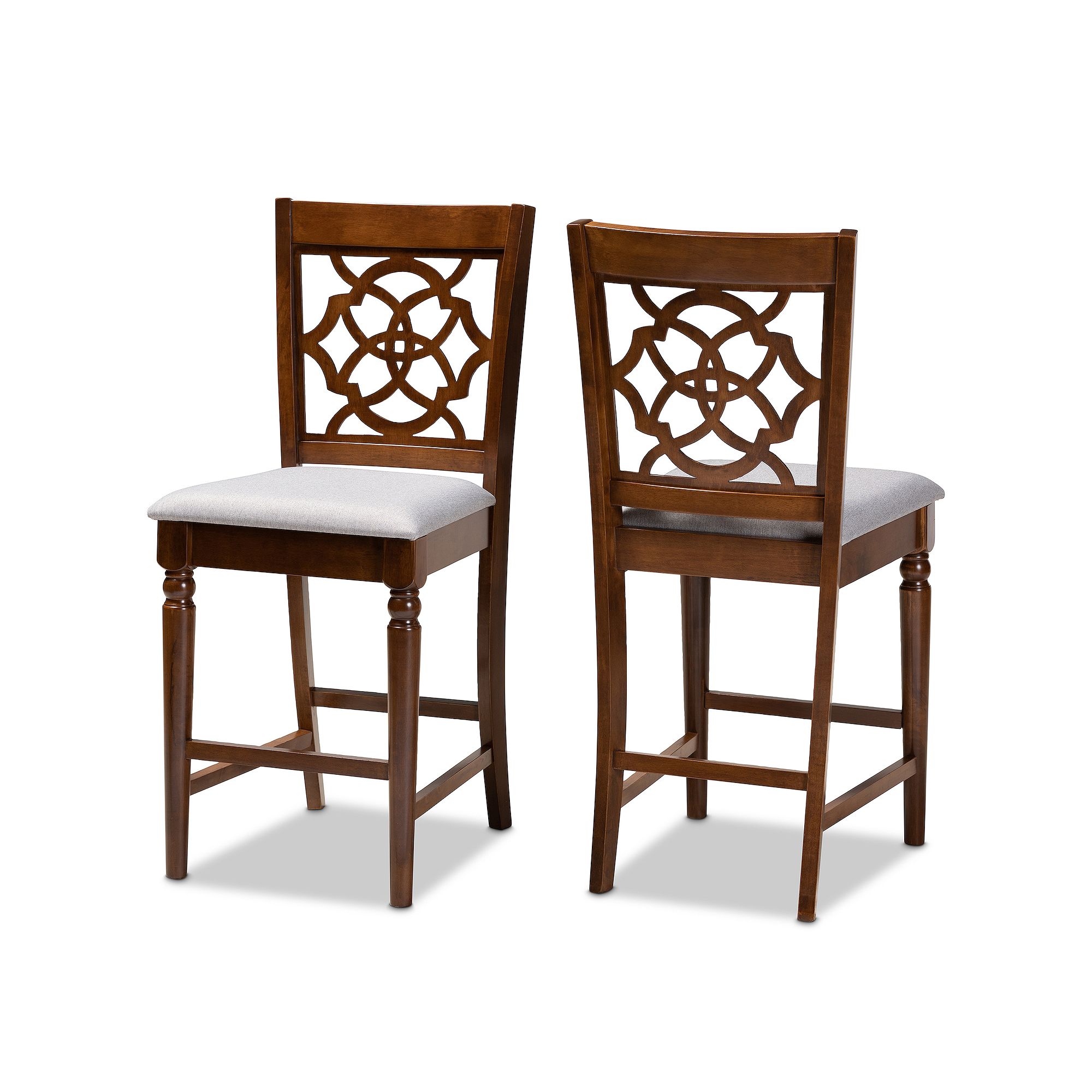 Baxton Studio Oscar Counter Stool 2-piece Set, Gray Brown