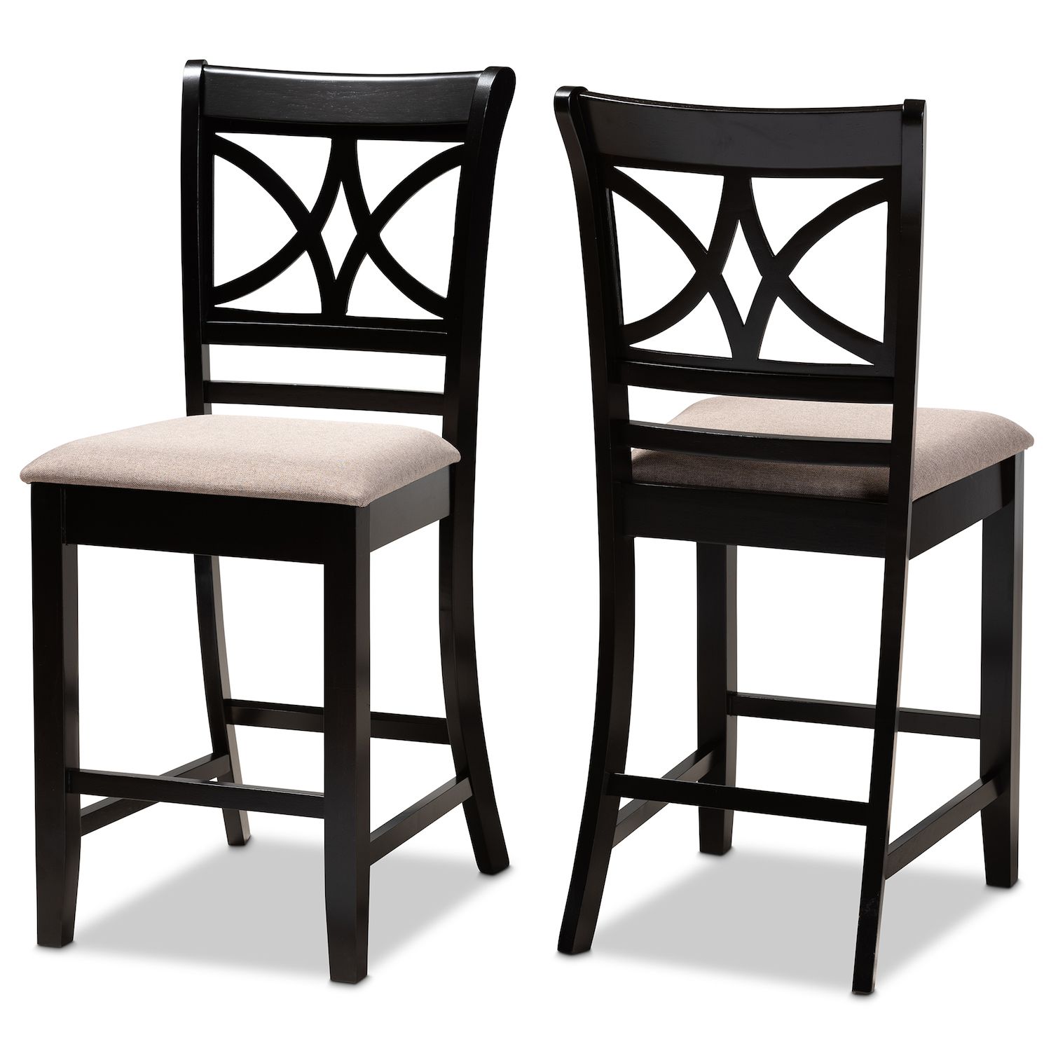 Baxton Studio Chandler Counter Stool 2 Piece Set   4820170 Sand Espresso