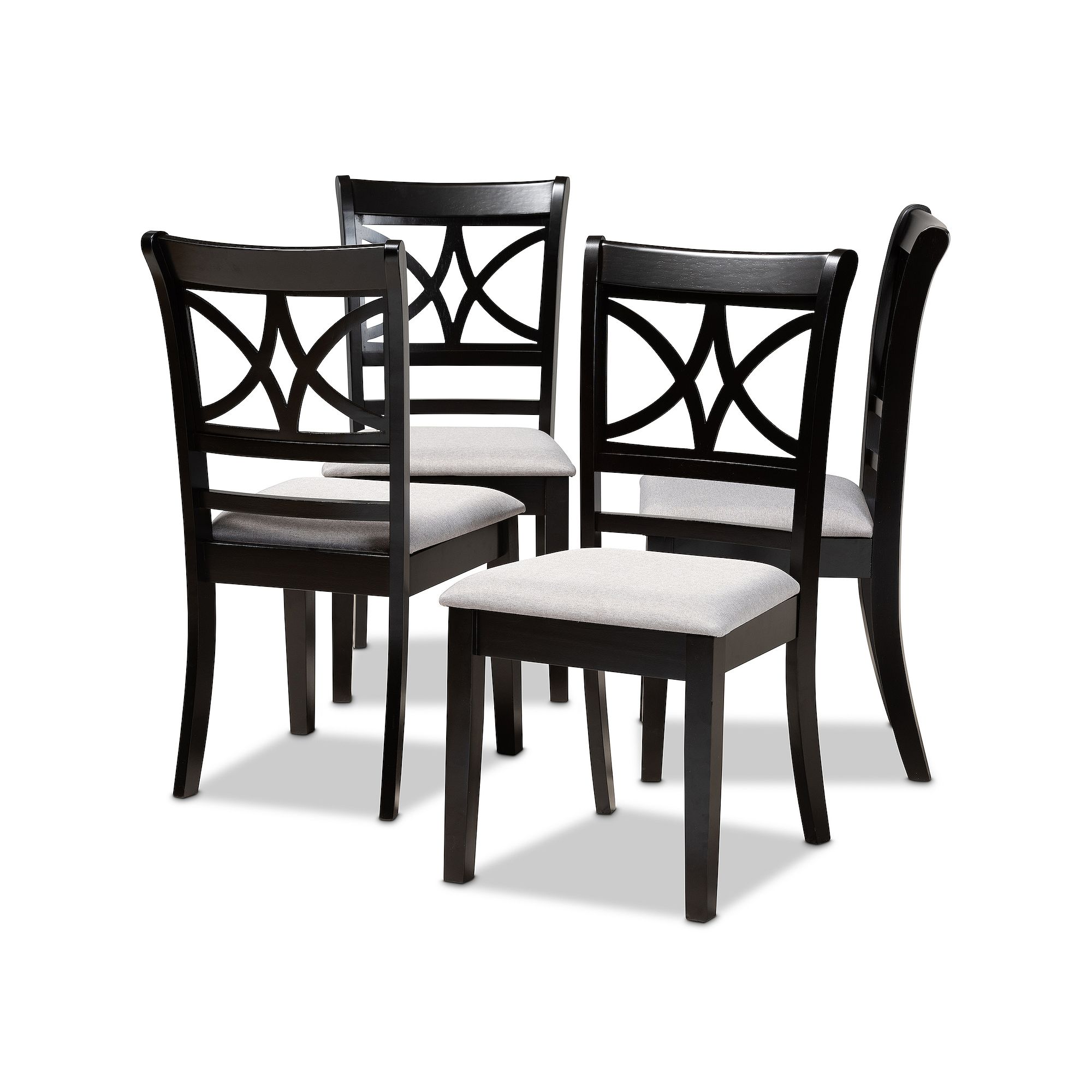 Baxton Studio Clarke Dining Chair 4-piece Set, Gray Brown