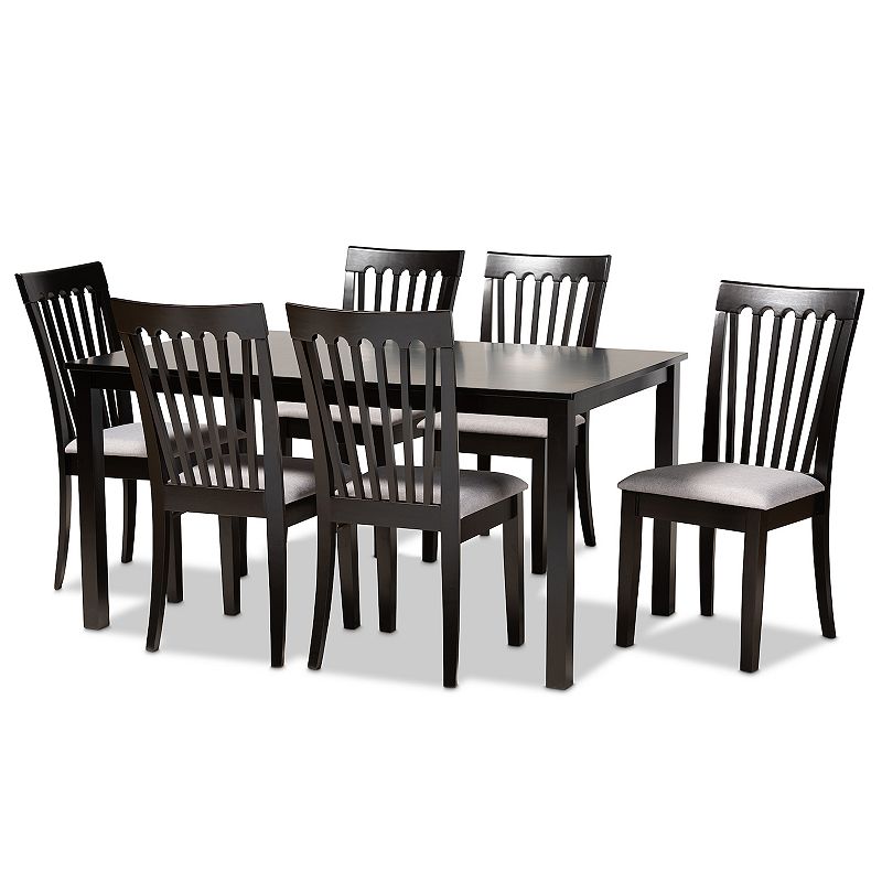 Baxton Studio Minette Dining Table & Chair 7-piece Set, Grey