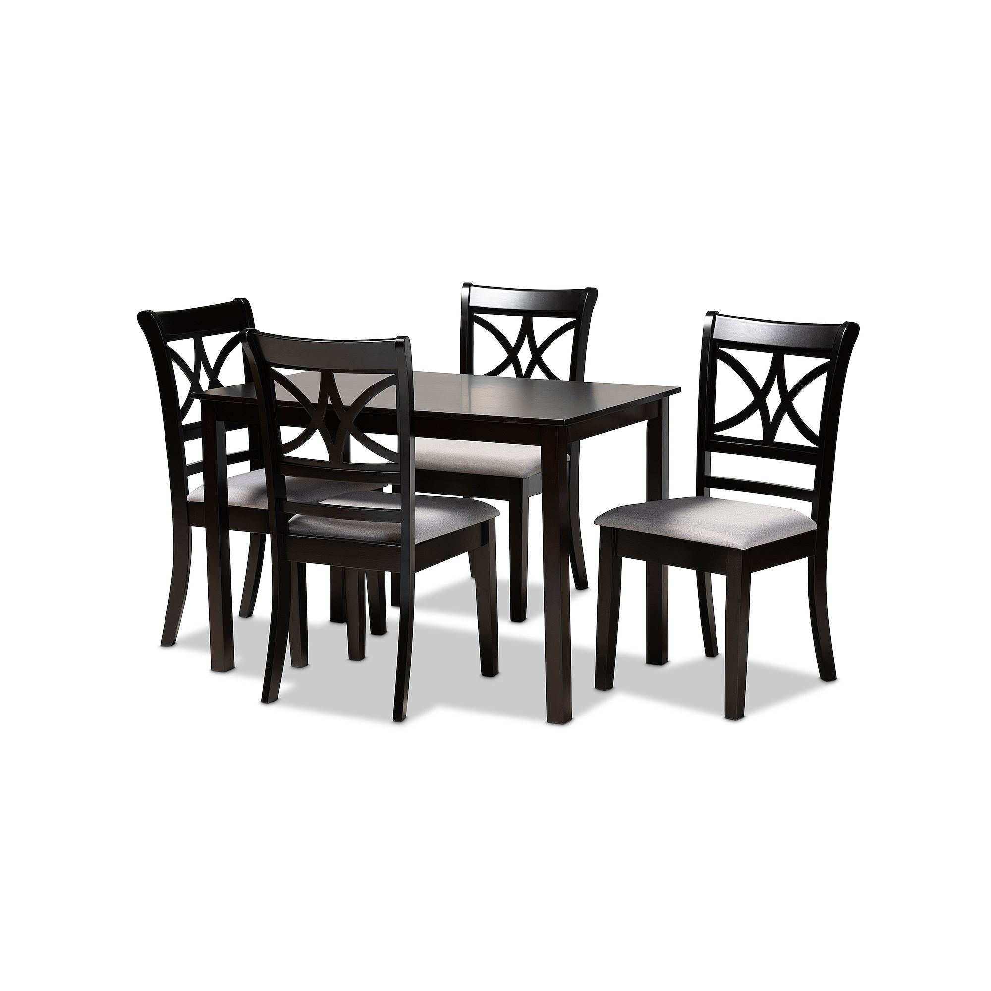 Baxton Studio Clarke Dining Table 5-piece Set, Gray Brown