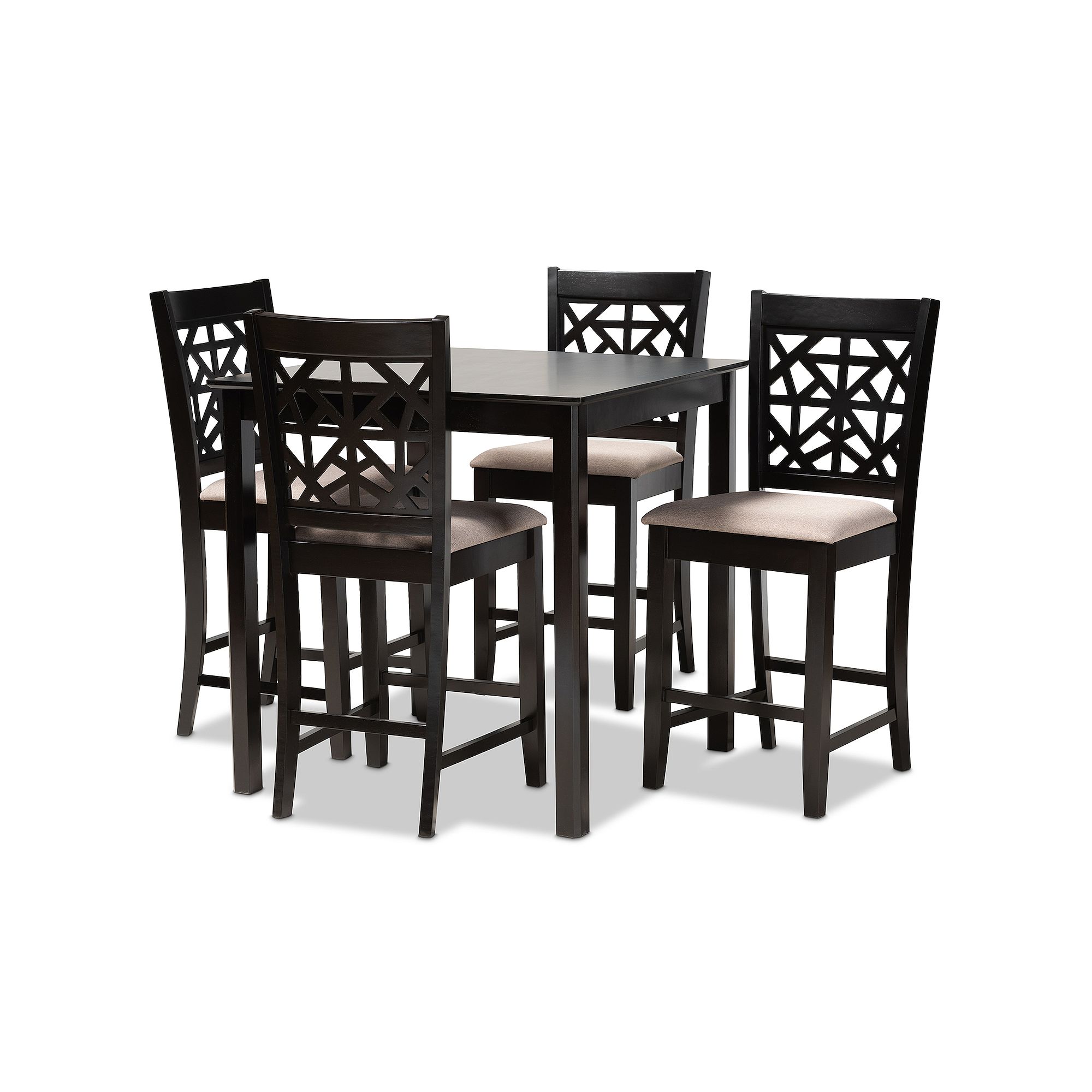Baxton Studio Devon Pub Table & Chair 4-piece Set, Sand Brown