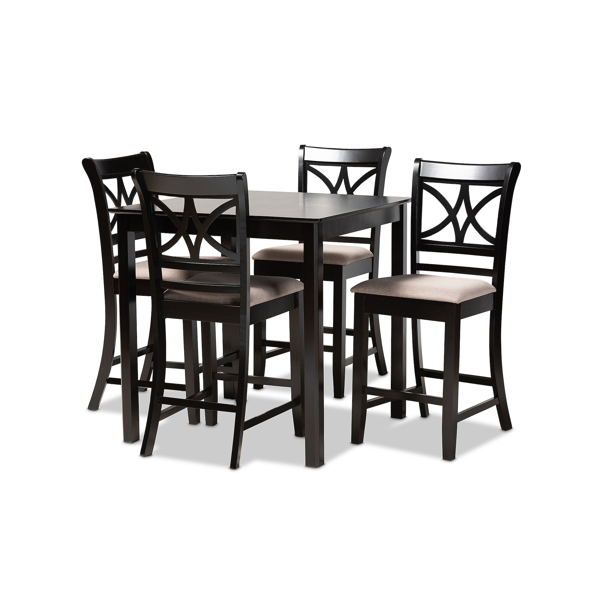 Baxton Studio Chandler Pub Dining Table 5-piece Set, Sand Brown