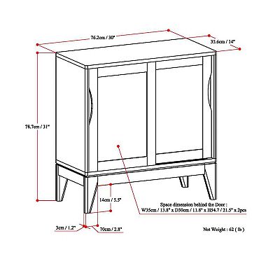 Simpli Home Harper 2 Shelf Storage Cabinet