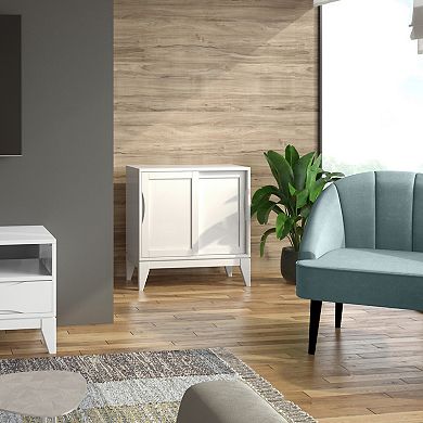 Simpli Home Harper 2 Shelf Storage Cabinet