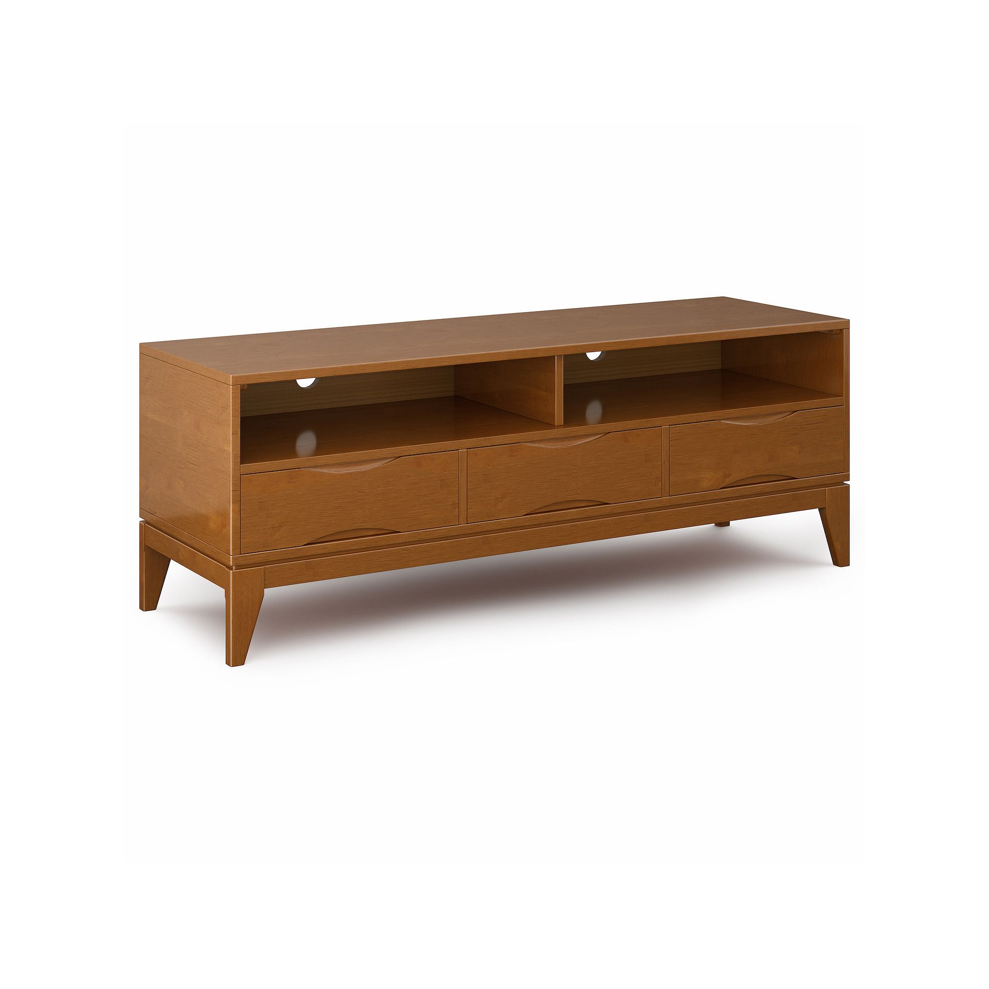 Simpli Home Harper TV Media Stand, Teak Brown