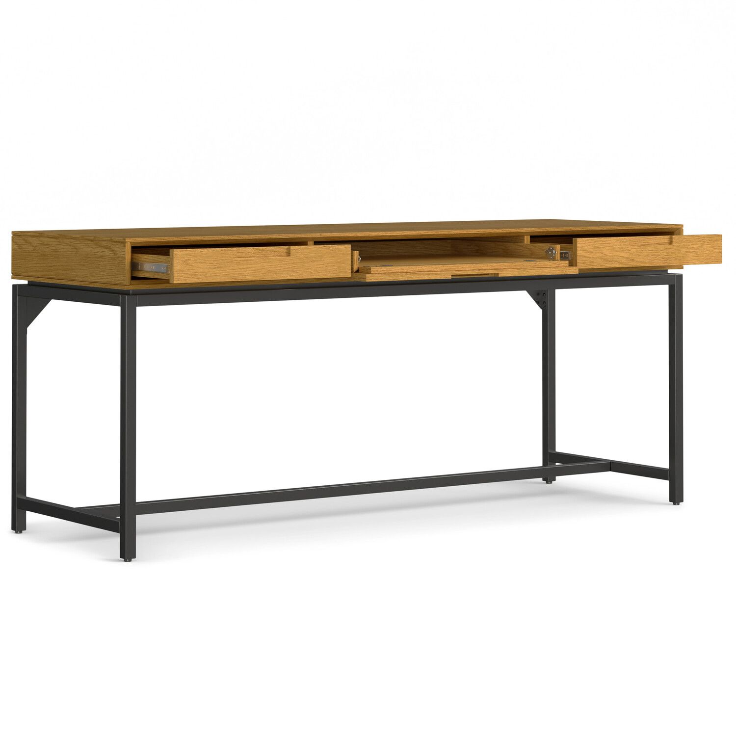 Close-up of Banting wide desk drawer and wood-grain top