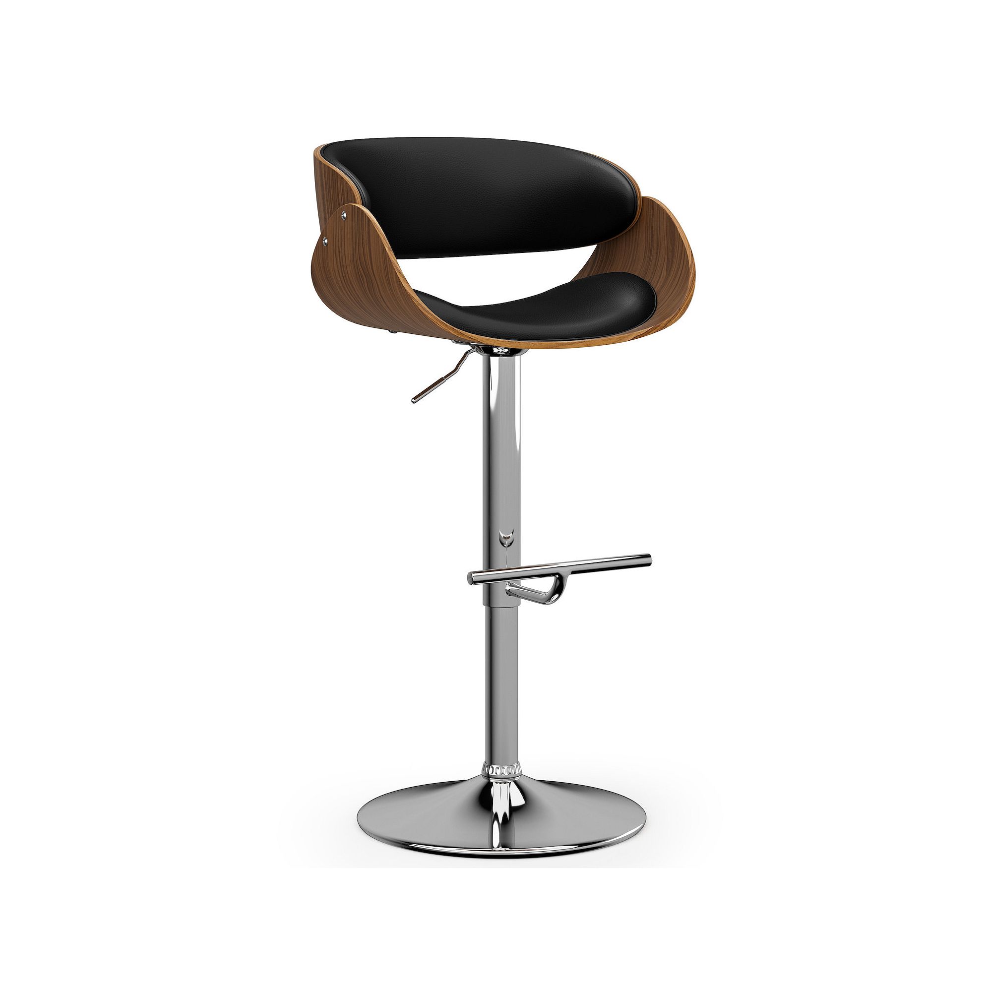 Simpli Home Amery Adjustable Swivel Bar Stool, Black