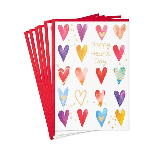 6-Count American Greetings Valentine's Day Cards with Envelopes Happy Heart's Day 