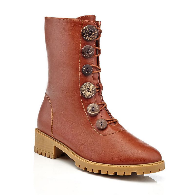 B904COGNAC Henry Ferrera Classic Womens Combat Boots, Size: 1 sku B904COGNAC