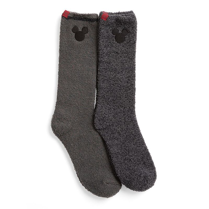 Disneys Mickey Mouse Barefoot Dreams CozyChic Mens Socks - 2 Pack, Grey