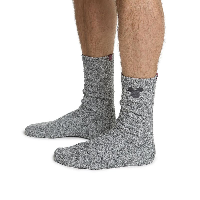 Mens Disney Mickey Mouse Barefoot Dreams CozyChic Socks, Grey