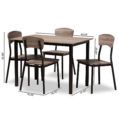 Baxton Studio Marcus Two Tone Dining Table 5-piece Set