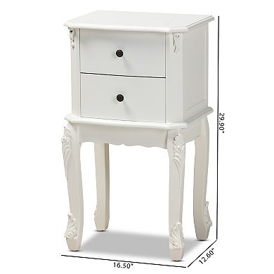 Baxton Studio Sophia White Nightstand