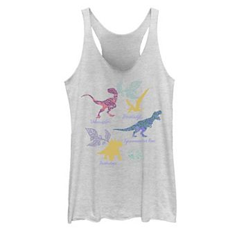 Juniors' Jurassic World Colorful Dinos Tropical Tank Top