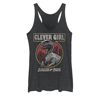 Juniors' Jurassic Park Clever Girl Raptor Roar Circle Logo Tank Top