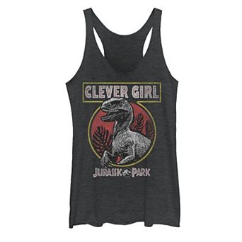 Juniors' Jurassic Park Clever Girl Raptor Roar Circle Logo Tank Top