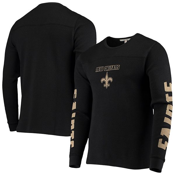 Men's Junk Food Black New Orleans Saints Heavyweight Thermal Long Sleeve T- Shirt