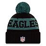 Youth New Era Midnight Green/Black Philadelphia Eagles 2020 NFL Sideline Sport Pom Cuffed Knit Hat