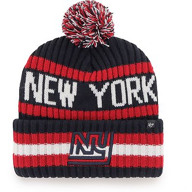 Men's '47 Navy New York Giants Legacy Bering Cuffed Knit Hat with Pom