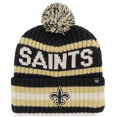 Men's '47 Black New Orleans Saints Bering Cuffed Knit Hat with Pom