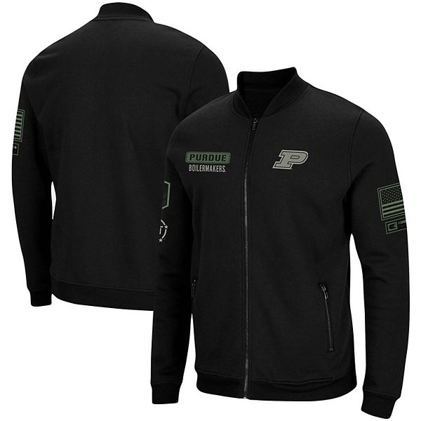 Men's Colosseum Black Purdue Boilermakers OHT Military Appreciation  High-Speed Bomber Full-Zip Jacket