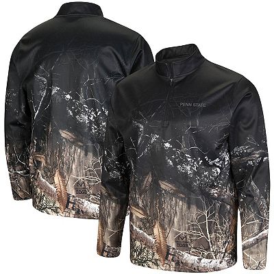 Men s Colosseum Black Realtree Camo Penn State Nittany Lions Creek Quarter Zip Jacket