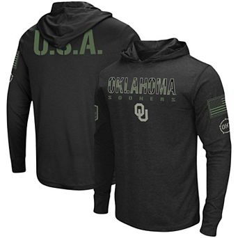 Men's Colosseum Black Oklahoma Sooners OHT Military Appreciation Hoodie Long Sleeve T-Shirt