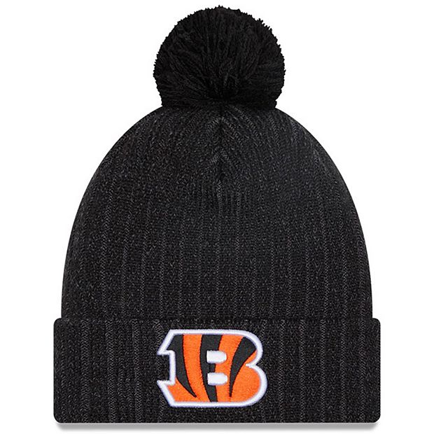 Youth New Era White Cincinnati Bengals Retro Cuffed Knit Hat with Pom