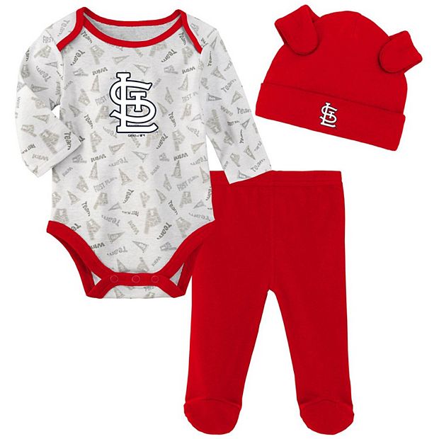 Newborn & Infant White/Red St. Louis Cardinals Greatest Lil Player  Bodysuit, Pants & Knit Hat Set
