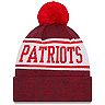 Youth New Era Red New England Patriots Banner Cuffed Pom Knit Hat