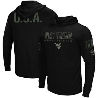 Men's Colosseum Black West Virginia Mountaineers OHT Military Appreciation Hoodie Long Sleeve T-Shirt