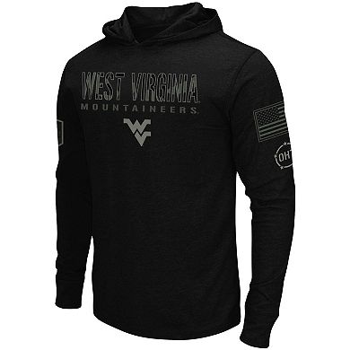 Men's Colosseum Black West Virginia Mountaineers OHT Military Appreciation Hoodie Long Sleeve T-Shirt