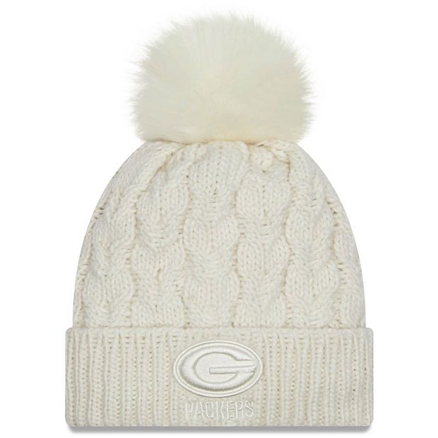 Women's New Era Cream Green Bay Packers Flurry Cuffed Knit Hat