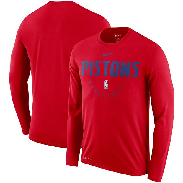 Men's Nike Red Detroit Pistons Practice Performance Legend Long Sleeve T- Shirt