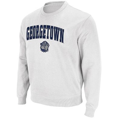 Men's Colosseum White Georgetown Hoyas Arch & Logo Tackle Twill Pullover Sweatshirt