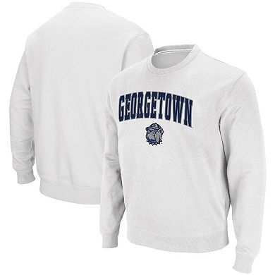 Men's Colosseum White Georgetown Hoyas Arch & Logo Tackle Twill Pullover Sweatshirt